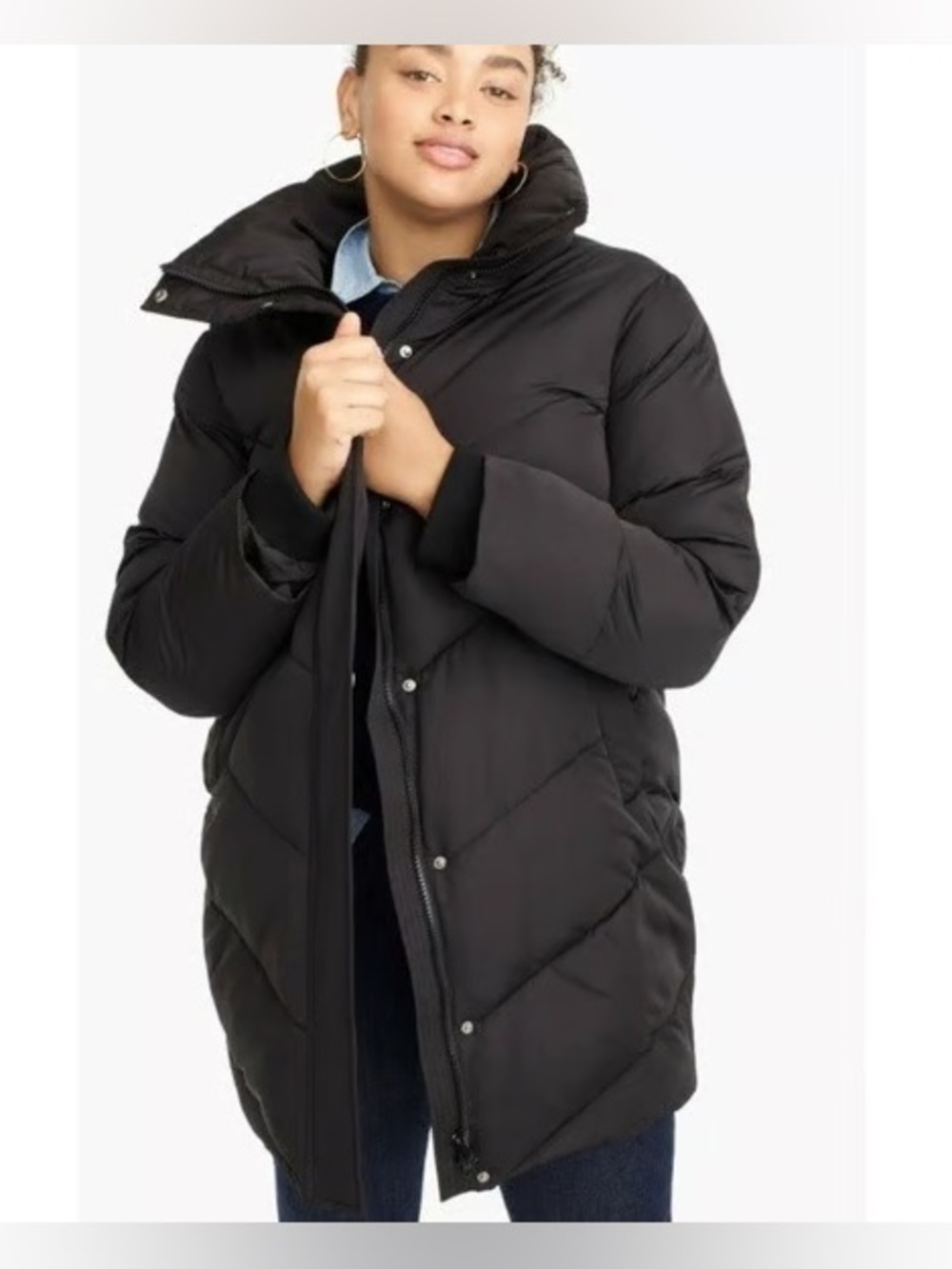 Universal Standard for J. Crew Chevron Puffer Coat